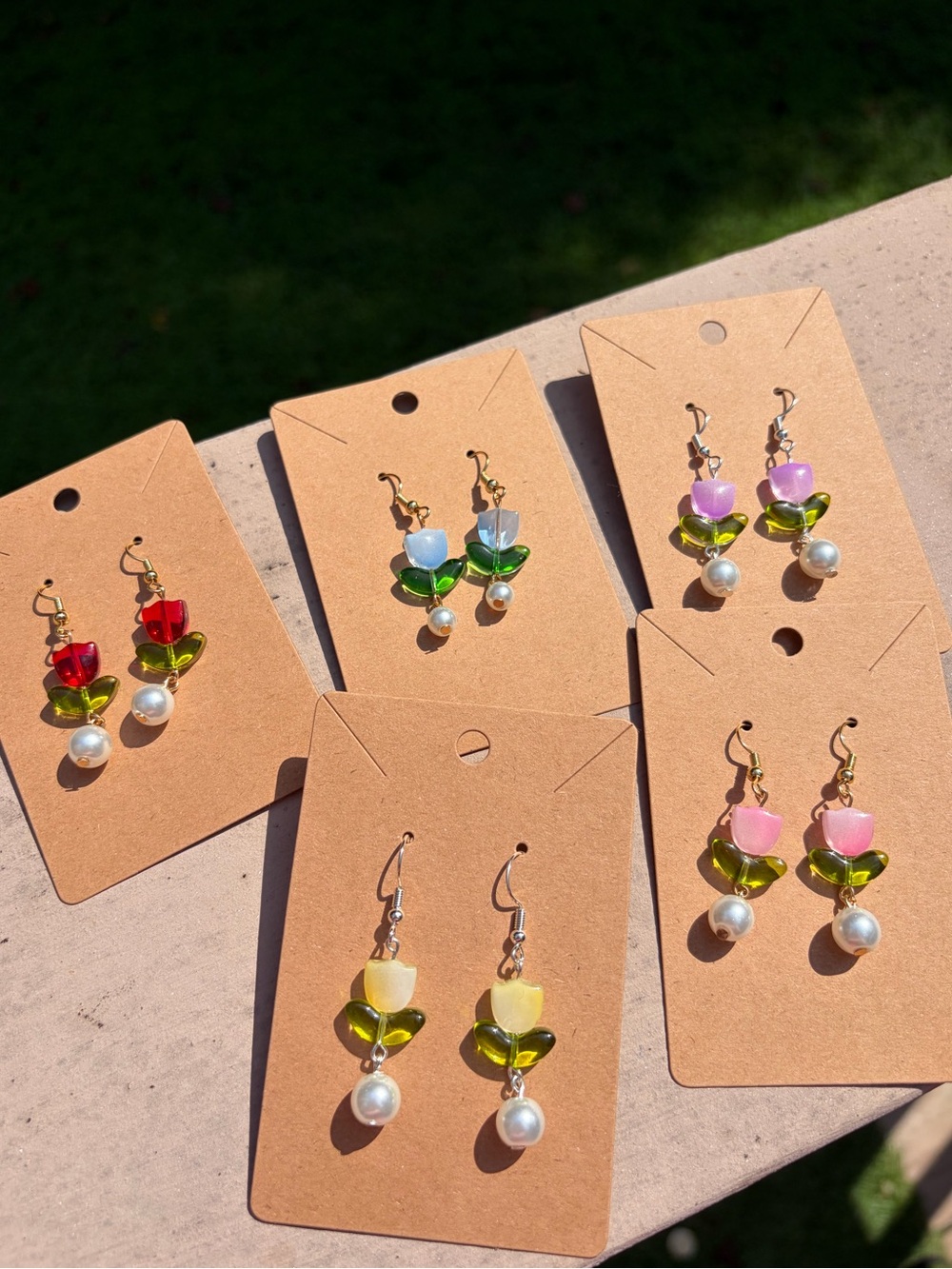 E26 Handmade Glass Flower Beaded Drop Earring With Glass Pearl